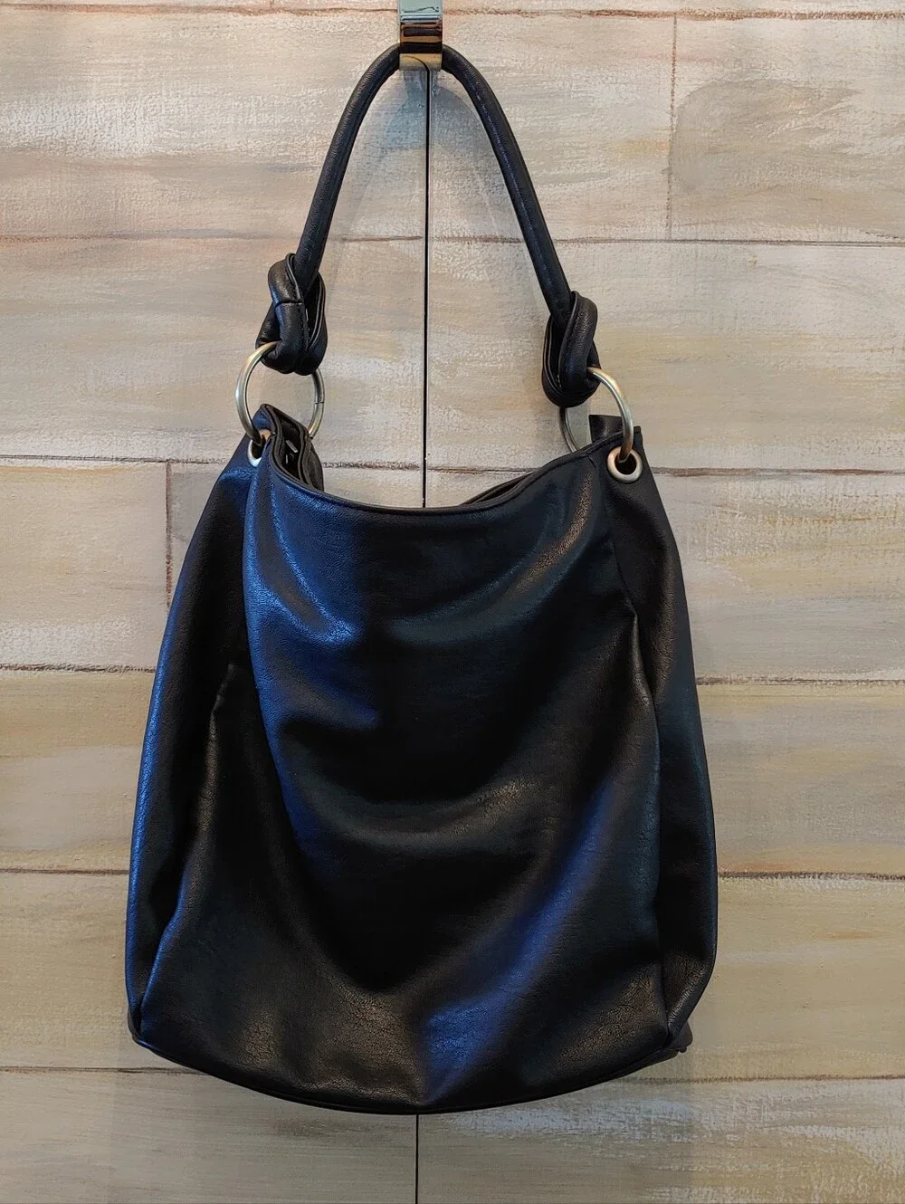 Antik Kraft women vegan leather shoulder black large hobo satchel bag y2k preppy